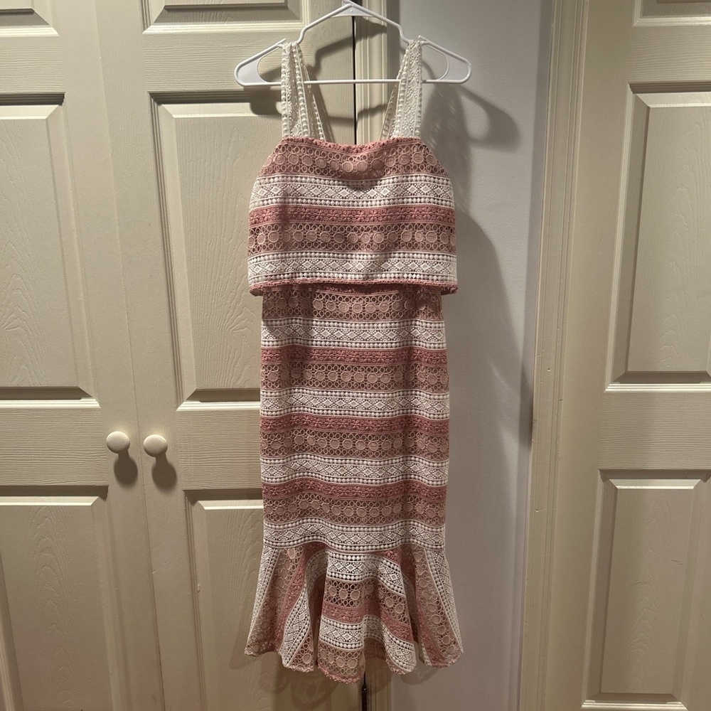 Shoshanna Pink and White Striped Dress